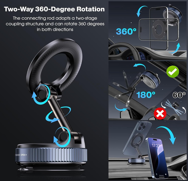 360° Magnetic Vaccum Suction Car Mount
